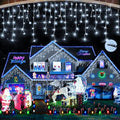 Hezbjiti Christmas Lights Outdoor, 400LED 33FT LED Icicle Lights 8 Modes 75 Drops Fairy String Lights for Christmas Decor Eaves Party Yard Garden