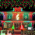Icicle Lights for Outside, 33FT 400 LED Christmas Lights Outdoor with Waterproof 8 Modes, Plug in Connectable String Twinkle Light for Indoor Roof Window Garden Fence Party Decorations, Red Green