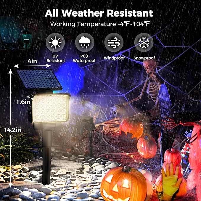 Solar Spot Lights Outdoor Waterproof for Flag, Tree, House, Garden, Yard, Landscape Spotlights for Accent Uplighting Decorations-2 Pack, Natural Light