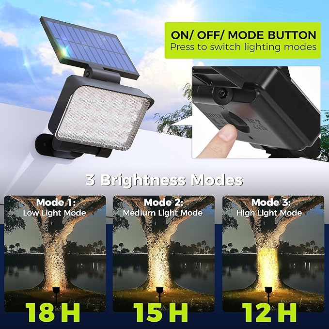 Solar Spot Lights Outdoor Waterproof for Flag, Tree, House, Garden, Yard, Landscape Spotlights for Accent Uplighting Halloween Christmas Decorations-8 Pack