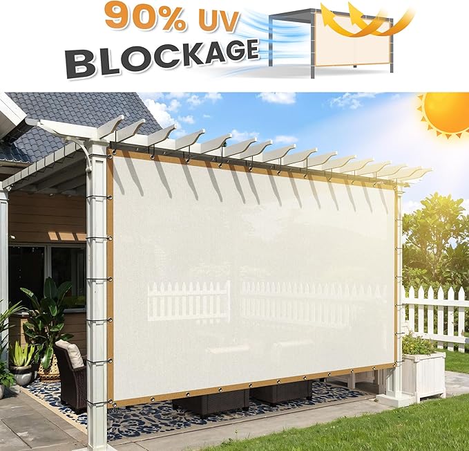 VICLLAX Shade Fabric Sun Shade Cloth with Every 2 FT Grommets for Patio Garden Pergola Cover Canopy 3x10 FT, Cream