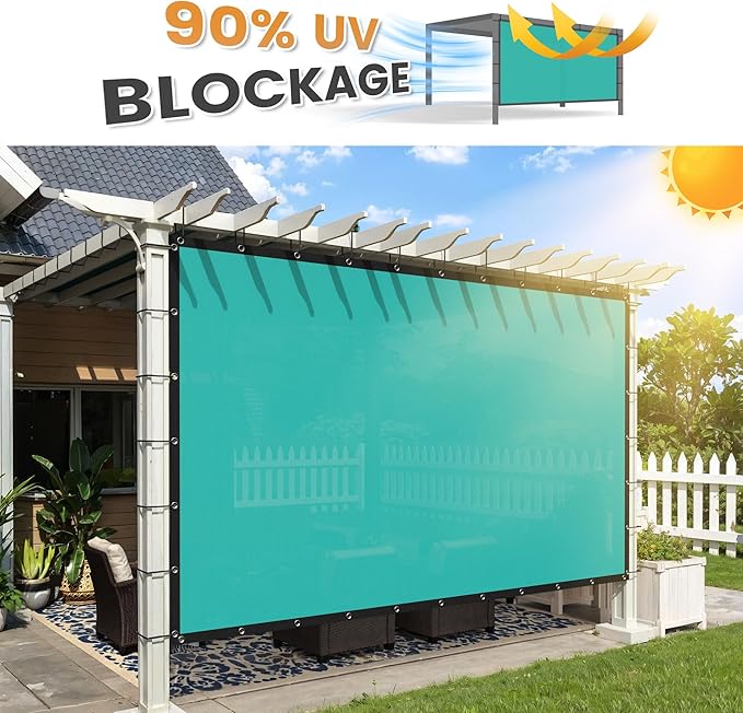 VICLLAX Shade Fabric Sun Shade Cloth with Every 2 FT Grommets for Patio Garden Pergola Cover Canopy 7x16 FT, Turquoise