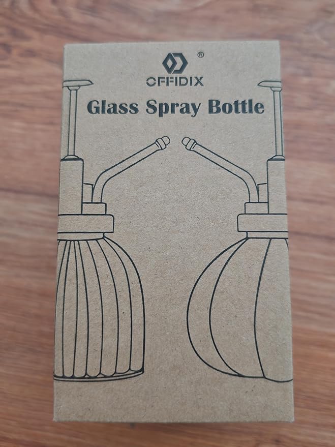 OFFIDIX Glass Spray Bottle,Flower Mister Watering Can Pot 6.3" Tall Spritzer Bronze Plastic Top Pump One Hand Watering Can Indoor Plant Mister Spray Bottle for Garden, Plants, Cleaning