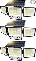 Solar Motion Sensor Outdoor Lights Waterproof - 3000LM 3 Modes Security Lights Outdoor 270° Illumination IP65 LED Solar Flood Wall Light for Garden Yard Patio Pathway (3 Pack)