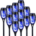 Toodour Solar Torch Flame Lights, 12 Pack Solar Lights Outdoor with Flickering Flame, Waterproof Solar Pathway Lights Landscape Decoration Lighting for Garden, Lawn, Yard, Outdoor Decorations - Blue