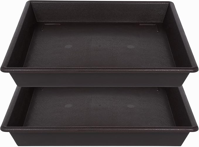 Square Plant Saucer 18 Inch 2 Pack, Large Plant Trays for Pots Heavy Duty Plastic Plant Saucers for Indoors Outdoors, Flower Pot Plant Drip Trays No Holes Plant Lover Gardening Gifts