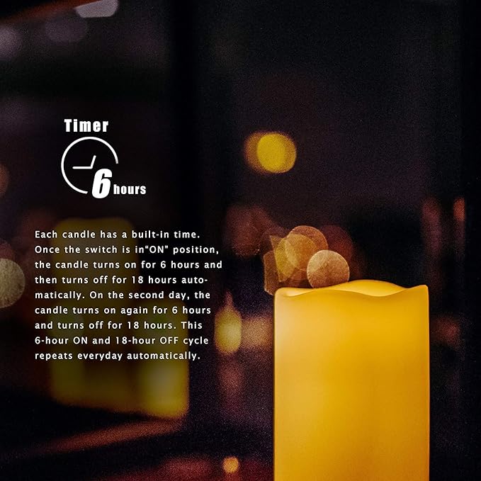 2 Waterproof Outdoor Battery Operated Flameless LED Pillar Candles with Timer Flickering Plastic Resin Electric Decorative Light for Lantern Patio Garden Home Party Wedding Decorations 3x6 Inch