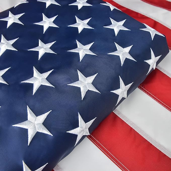 American Flag 5x8 FT, US Flag USA High Wind with Embroidered Stars, Sewn Stripes, Brass Grommets, Durable USA Flag Outdoor Outside