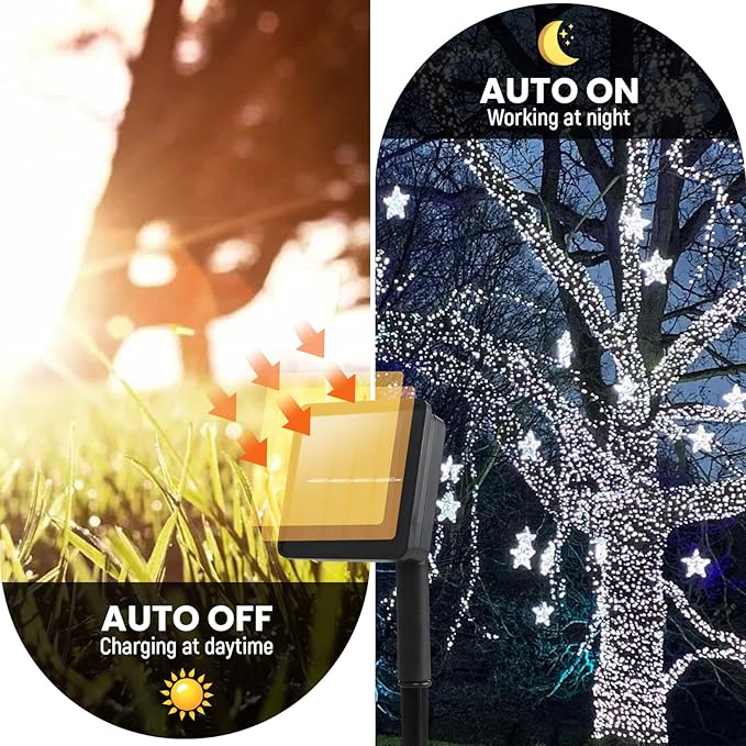 Solar String Lights Outdoor, 2 Pack 240 Led Solar Fairy Lights for Outside Waterproof 170ft Cool White Solar Lights 8 Lighting Mode Solar String Lights for Outside,Garden,Courtyards,Trees