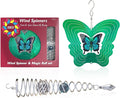 ISEO Butterfly Wind Spinner and Gazing Ball Set, Metal Wind Spinner Garden Decor, Hanging Garden Decorations, Weather-Resistant Outdoor Wind Spinners, 6.5" Spinner Garden Décor