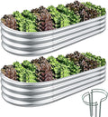 Galvanized Raised Garden Bed, Raised Garden Boxes, 2 Pcs 6×3×1ft Outdoor Galvanized Planter Box, Garden Stock Tank Outdoor with Metal Plant Stakes, Garden Beds for Vegetables Planting
