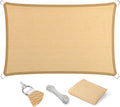 Eden's Decor Straight Flat-Edged Sun Shade Sail Rectangular 5' x 12' Beige UV-Blocking Outdoor Canopy Fabric Cloth Awning for Pergola Patio Garden Backyard Custom Size