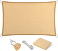 Eden's Decor Straight Flat-Edged Sun Shade Sail Rectangular 7' x 11' Beige UV-Blocking Outdoor Canopy Fabric Cloth Awning for Pergola Patio Garden Backyard Custom Size