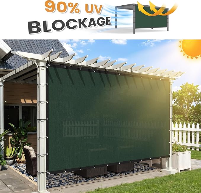 VICLLAX Shade Fabric Sun Shade Cloth with Every 2 FT Grommets for Patio Garden Pergola Cover Canopy 19x20 FT, Dark Green