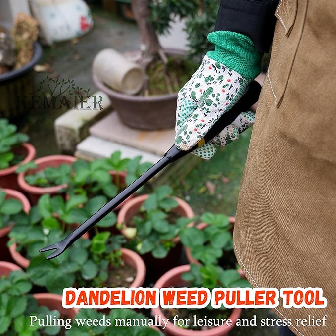 3 - in - 1 Garden Tool Set, Heavy - Duty Stainless - Steel Large Trowel, Transplant Serrated Shovel, and Dandelion Weeder, Suitable for Garden Weeding, Soil Loosening, and Bulb Planting