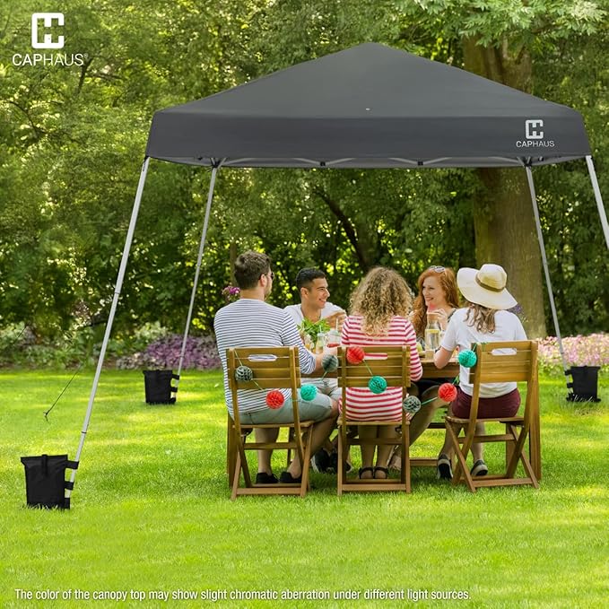 CAPHAUS One-Push Pop Up 8x8 Canopy Tent, Heavy-Duty Commercial Grade with Central Lock, Portable Instant Folding Shelter with10x10 Base, Perfect for Outdoor Beach Canopy, Blue