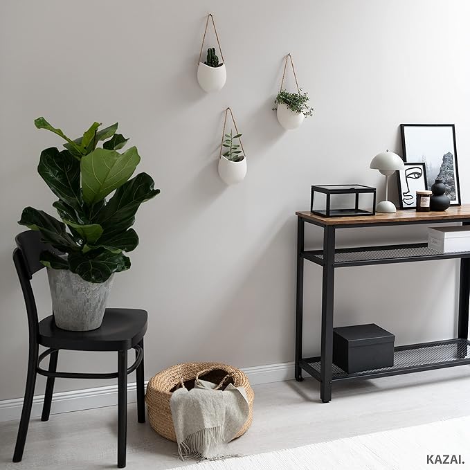 Wall Planters -Ellie- | Hanging Ceramic Plant Pots 3 Pieces | Wall Decoration for Indoors, Balcony and Garden | White (Matte)
