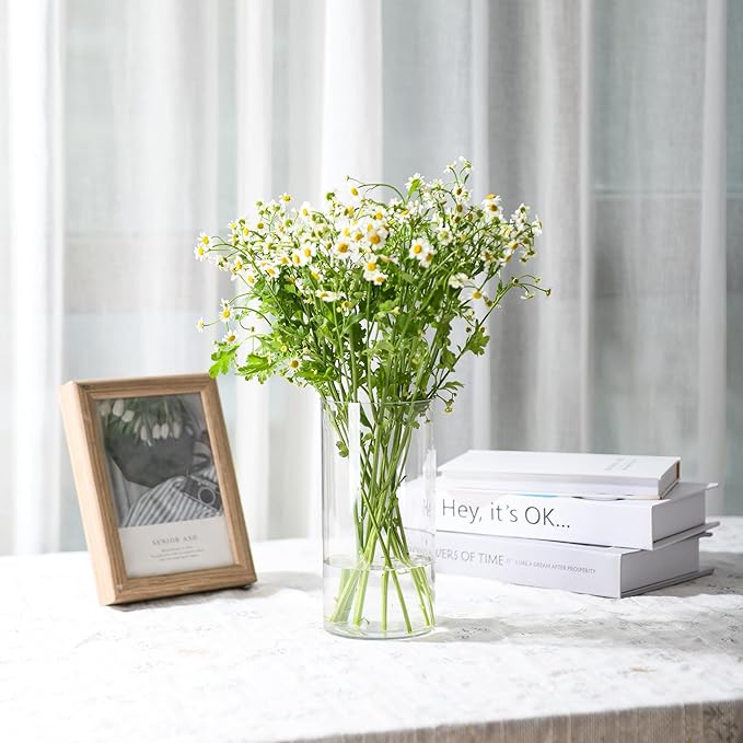 Clear Flower Vase, Non-breakable Vases, 4" W x 12" H, Acrylic Vase, Aesthetic Room Decor Cylindrical Modern Flower Vases for Table Centerpiece, Home Decor, Women Floral Arrangement Gift