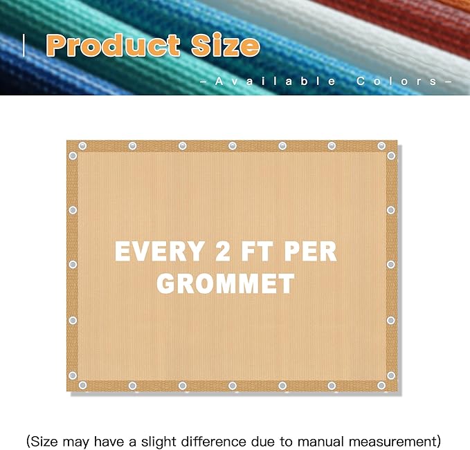 VICLLAX Shade Fabric Sun Shade Cloth with Every 2 FT Grommets for Patio Garden Pergola Cover Canopy 3x16 FT, Wheat