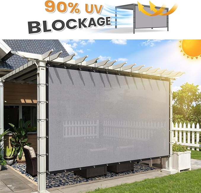 VICLLAX Shade Fabric Sun Shade Cloth with Every 2 FT Grommets for Patio Garden Pergola Cover Canopy 18x24 FT, Light Grey
