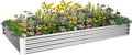 8X4X1ft Galvanized Raised Garden Bed for Gardening,Metal Planter Boxes Outdoor Patio Kit Planting Bed for Vegetables Flowers Herb,Silver