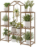 Bamworld Plant Stand Indoor Boho Decor Hanging Plant Shelf Wood Flower Stand for Christmas Gift, Home Decor, Plant Gift