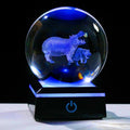 Qianwei Hippopotamus Gifts for Women 3D Crystal Ball 3.14'' - Laser Hippopotamus Decor Glass Animals Hippo Gifts Figurines Statue Stuff for Room Decorations Hippo Night Light