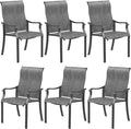 UDPATIO Patio Dining Chairs Set of 6, High Back Wide Seat Outdoor Furniture Chairs with All Weather Breathable Textilene, for Lawn Garden Backyard, Dark Grey