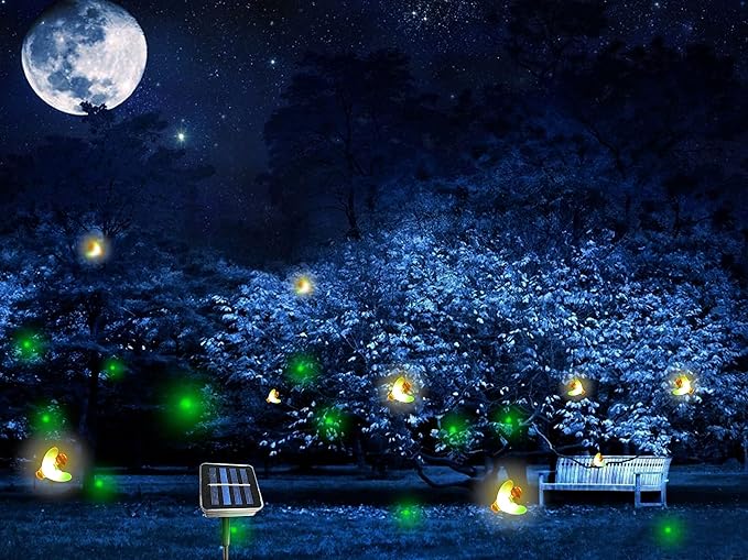 Solar Powered Firefly Lights, 9 LED Firefly Automated Pulsating String Light Chasing Firefly Lights Lantern Solar Outdoor Waterproof(2 Pack)