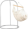 LA SIESTA - Large Comfort Habana Cotton Hammock Chair & Stand - Indoor/Outdoor Hanging Chair Swing for Bedroom, Porch, Balcony - Boho Chair - Latte