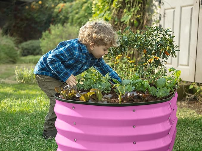 Galvanized Raised Garden Beds Outdoor // 4×2×1 ft (2-Pack) Planter Raised Beds for Gardening, Vegetables, Flowers (Pink) // Large Metal Garden Box