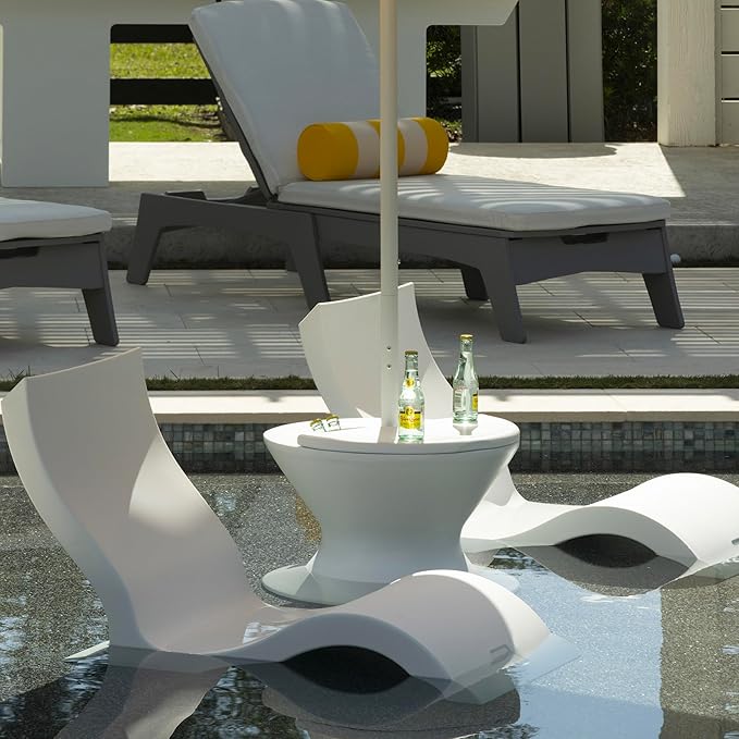 Ledge Lounger Signature Lowback Chair for in Pool or On-Deck Use - Ideal Water Depths 0-9 White Pool Lounge Chairs Set of 2 for Socializing