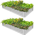 Land Guard 2 Pack 6×3×1ft Galvanized Metal Raised Garden Bed, Metal Planter Kit Box Outdoor for Deep-Rooted Vegetables, Flowers, Green and Herbs……