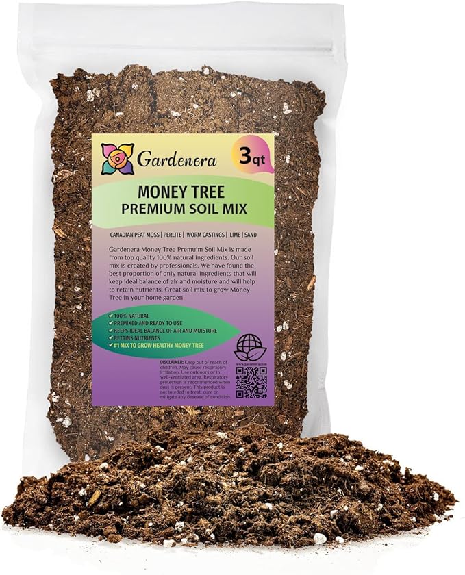Money Tree Potting Soil, Soil Mix for Planting or Repotting Guiana Chestnut, Soil Blended to Properly Grow Money Tree Plants - (3 Quart Bag)
