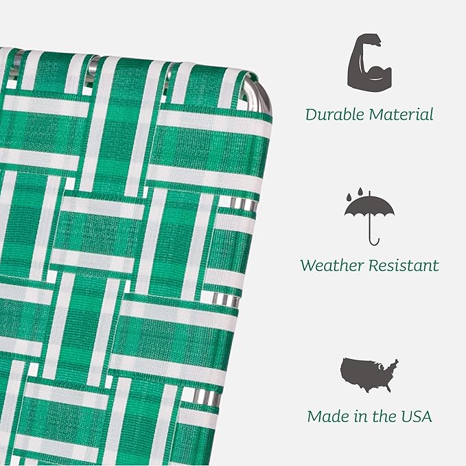 Lawn Chair USA Folding Aluminum Outdoor Patio Lawn Chair | Heavy-Duty Webbed Chairs for Camping, Sports, Beach, Yard & Tailgating | Lightweight Portable | High Back Beach Chair - Beach Sands