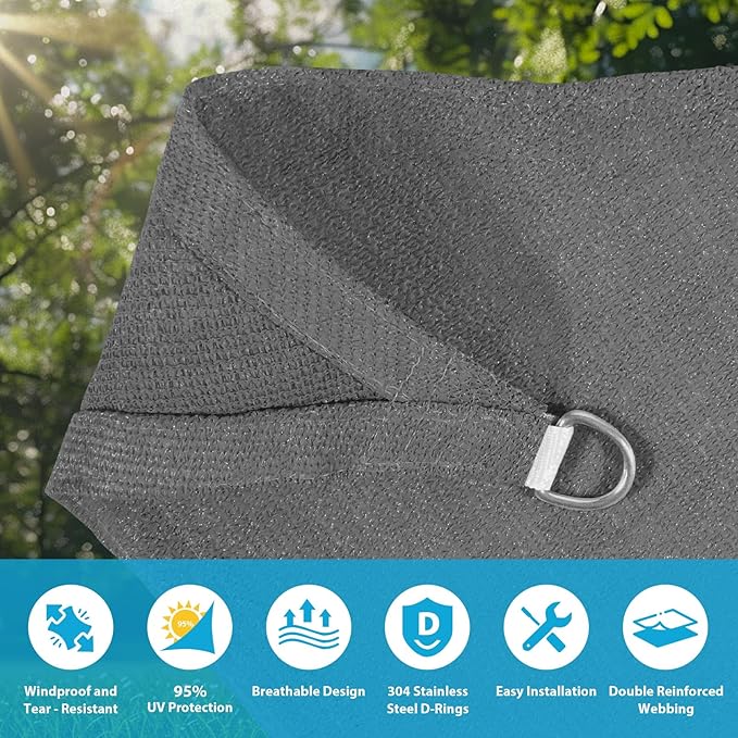 Amagenix Sun Shade Sail 5'X7' Curved Edge Outdoor Shade Canopy Dark Grey Breathable 95% UV Block Shade Cloth for Patio Garden Backyard (We Make Custom Size)