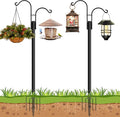 Ottsuls Bird Feeder Pole, 2 Pack 108 INCH Double Shepherds Hooks for Outdoor, Garden Pole with 5 Base Prongs Heavy Duty Planter Hooks for Hanging Plant Baskets, Lantern, Hummingbird Feeder