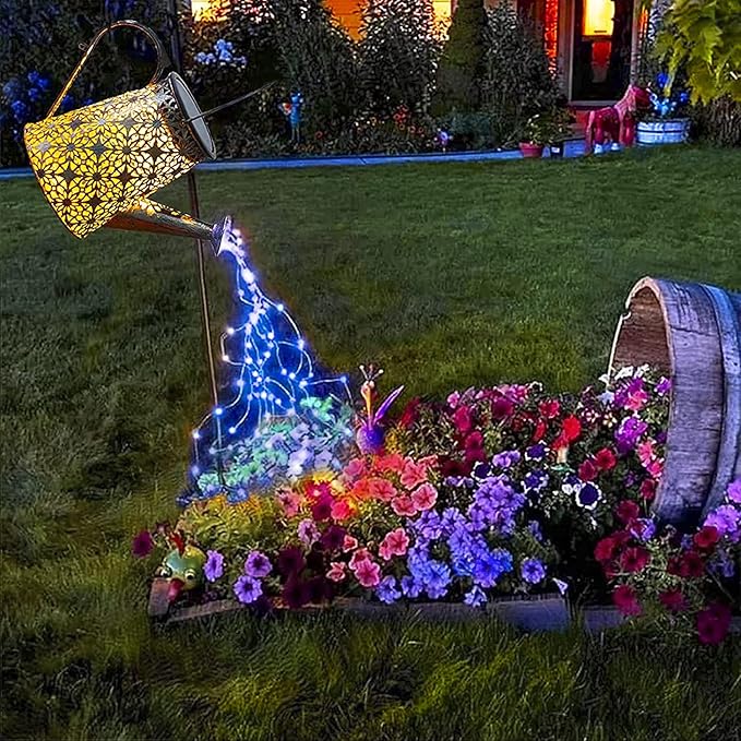 Solar Watering Can Lights,Large Retro Metal Hanging Solar Lights Outdoor Waterproof, Gardening Mother's Day Gifts for Mom Grandma Women Birthday, Garden Decor Yard Light Outside for Porch Patio