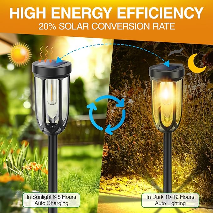 Solar Pathway Lights Outdoor 8 Pack, Solar Lights Outdoor Waterproof IP65, Bright Auto On/Off Driveway Patio Light, LED Solar Garden Lights Landscape Lighting for Walkway Lawn Yard