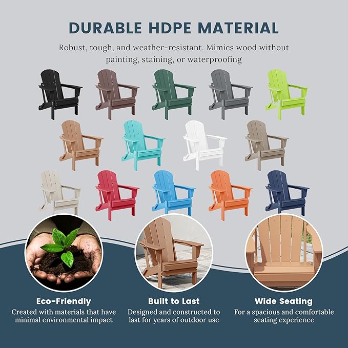 Westin Outdoors Laguna WO Home Furniture Adirondack Chair 2 PCS Set Outdoor Folding Patio Chair for Bon Fire Pit Garden Lawn Backyard Lounging Relaxing (Teak)