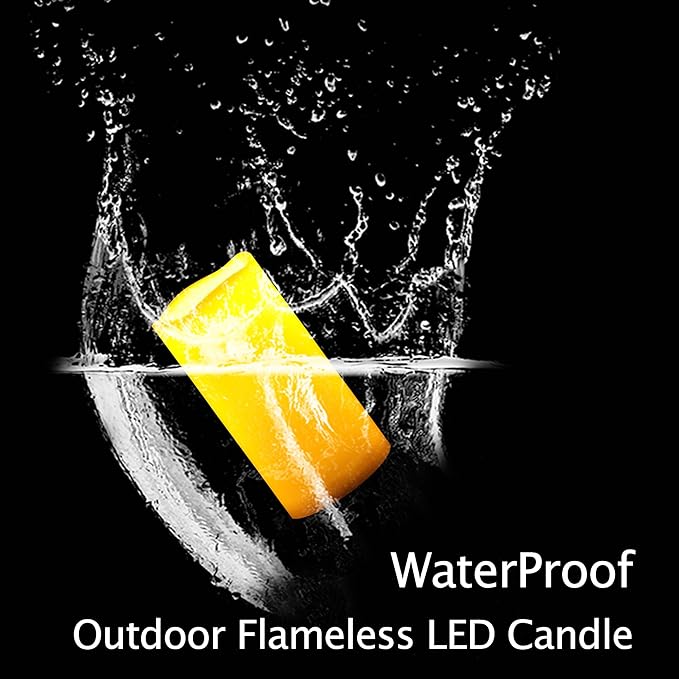 CANDLE CHOICE Waterproof Outdoor Battery Operated Flameless Candles with Remote Timer Plastic Flickering Fake Electric LED Pillars for Lantern Garden Wedding Christmas Decorations 3x6 Inches 3 PCS