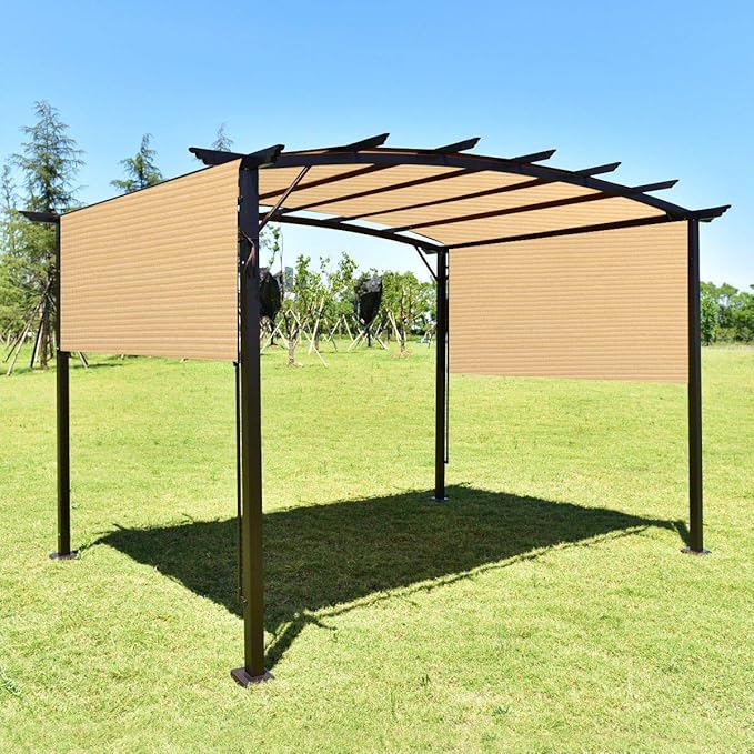 Eden's Decor Straight Flat-Edged Sun Shade Sail Rectangular 10' x 15' Beige UV-Blocking Outdoor Canopy Fabric Cloth Awning for Pergola Patio Garden Backyard Custom Size