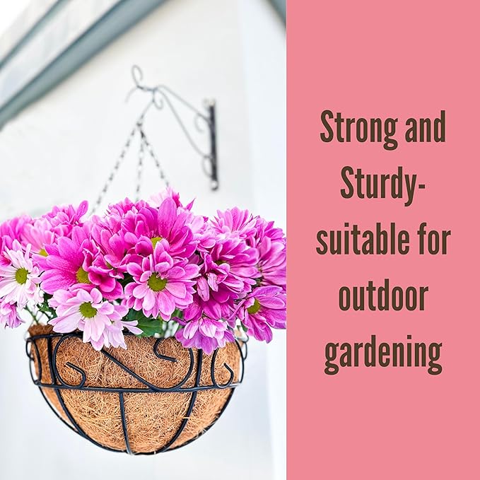 LaLaGreen Hanging Planter for Outdoor Plants (2 Pack, 10 Inch) Hanging Baskets with Coco Liner, Metal Wire Flower Basket Pots with Hook Hanger Balcony Porch Farmhouse Country Style Garden Decor