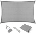 Eden's Decor Straight Flat-Edged Sun Shade Sail Rectangular 7' x 9' Grey UV-Blocking Outdoor Canopy Fabric Cloth Awning for Pergola Patio Garden Backyard Custom Size