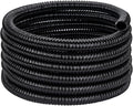 Pond Tubing ID 1 1/4” × 20ft Black Corrugated Flexible Reinforced Waterfall Pond Tube Sump Pump Hose, Non-toxic & Kinkproof (20 ft, 1 1/4" ID)