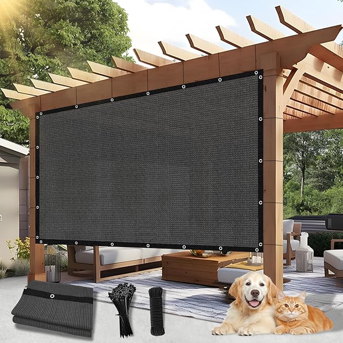Outdoor 90% Sun Shade Cloth with Grommets, 8 X 24 FT Pergola Shade Cover for Garden Patio Carport Kennel Swimming Pool, Dark Grey (We Make Custom Size)