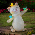 Cat Solar Light for Garden Decor - Outdoor Cat Figurines with Solar Lantern for Yard Patio Lawn Balcony Ornaments - Garden Gifts for Mothers Day, Grandma, Easter