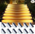 LED Solar Step Lights Waterproof Outdoor Stair Lights, Warm White Solar Deck Lights IP67 Solar Decoration Lights for Yard, Patio, Garden, Walkways, Front Door, Pathway, Driveway, Porch 12 Pack