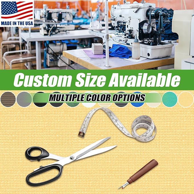 Outdoor 90% Sun Shade Cloth with Grommets, 11 X 15 FT Pergola Shade Cover for Garden Patio Carport Kennel Swimming Pool, Sand (We Make Custom Size)
