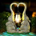 Elephant Statue Easter Garden Decor with LED Solar Lights-Set of 2 Good Luck Elephant Outdoor Statue Christmas Decorations for Yard Patio,Porch,Home -Mothers Day Gifts for Women, Mom, Grandma